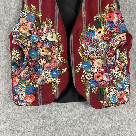 Casa Maya Guatemalan Vest Womens XL Floral Embroidery Huipil Boho Folk Artsy - Picture 3 of 14